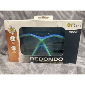 U.S. Divers Redondo DX Adult Snorkel Mask‎ Blue Green Anti Fog Easy Adjust